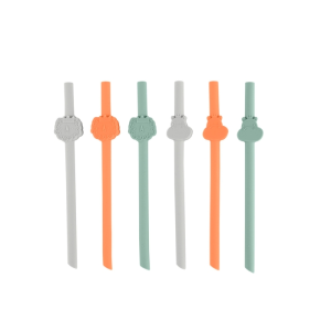 Chicco – 6 Palhinhas Silicone Reutilizáveis – Leão/Hipopótamo