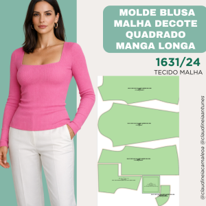 Molde Blusa Malha Decote Quadrado Manga Longa1631/24