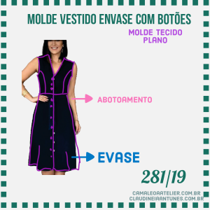 Molde Vestido Evasê com Botões 281/19
