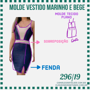 Molde Vestido Marinho e Bege 296/19