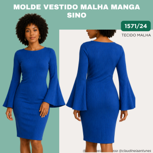 Molde Vestido Malha Manga Sino 1571/24