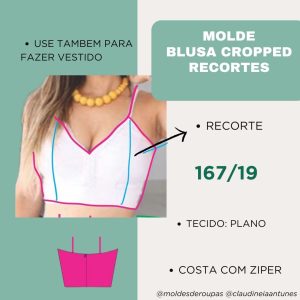 Molde Blusa Cropped Recortes 167/19