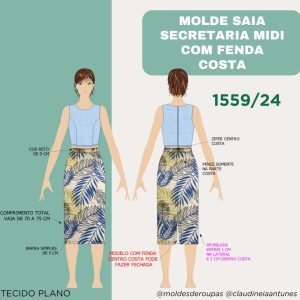 Molde Saia Secretaria Midi com Fenda 1559/24