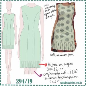 Molde Vestido Tubinho com Babado de Pregas 294/19