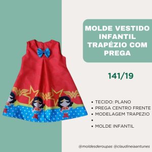 Molde Vestido Infantil Trapézio com Prega 141/19