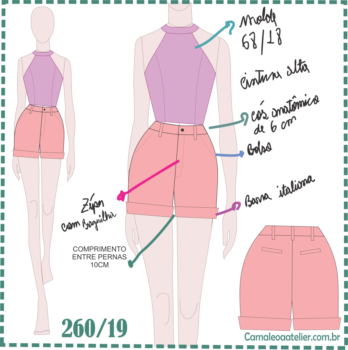Molde Short Cintura Alta 260/19 - Image 4