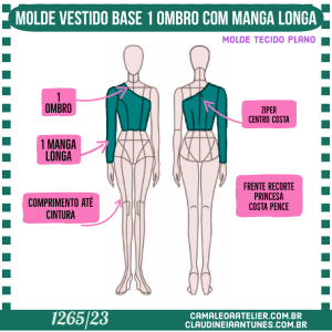 Molde Base Blusa um Ombro com Manga Longa 1265/23