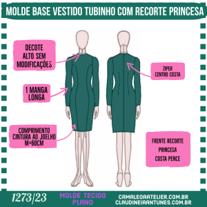 Molde Base Vestido Tubinho com Recorte 1274/23
