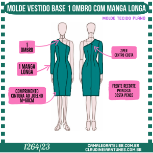 Molde Base Vestido um Ombro com Manga Longa 1264/23