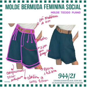 Molde Bermuda Feminina Social 944/21