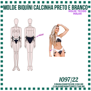 Molde Biquini Calcinha Preto e Branco 1097/22