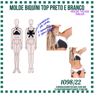 Molde Biquini Top Preto e Branco 1098/22