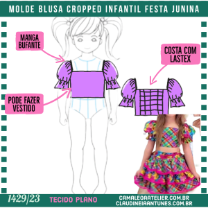 Molde Blusa Cropped Infantil Festa Junina 1429/23