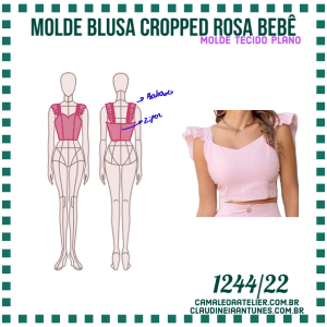 Molde Blusa Cropped Rosa Bebê 1244/22