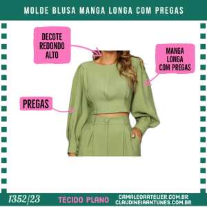 Molde Blusa Manga Longa com Pregas 1352/23