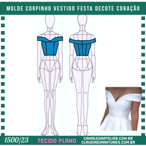 Molde Corpinho Vestido Festa Decote Coração 1500/23