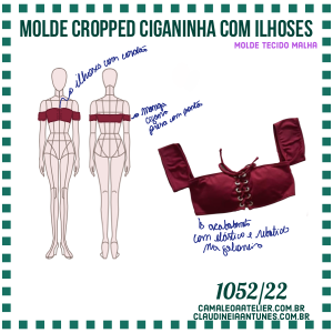 Molde Cropped Ciganinha com Ilhoses 1052/22