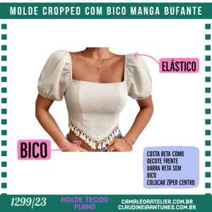 Molde Cropped com Bico Manga Bufante 1301/23
