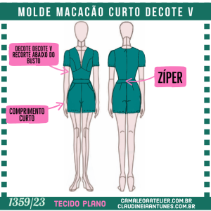 Molde Macacão Curto Decote V 1359/23