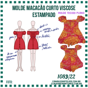 Molde Macacão Curto Viscose Estampado 1083/22