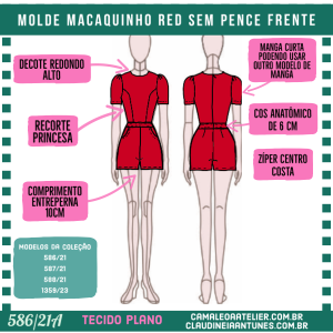Molde Macacão Red sem Pence Frente 586/21A