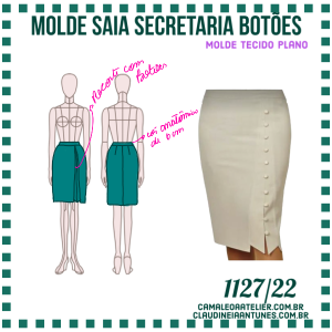 Molde Saia Secretaria com Botões 1127/22