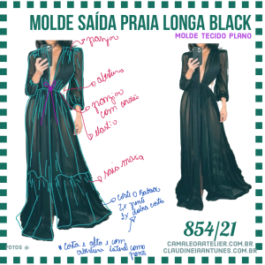 Molde Saida de Praia Longa Black 854/21