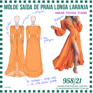 Molde Saida de Praia Longa Laranja 958/21
