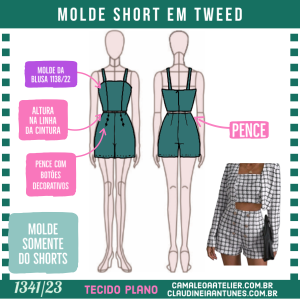 Molde Short em Tweed 1341/23
