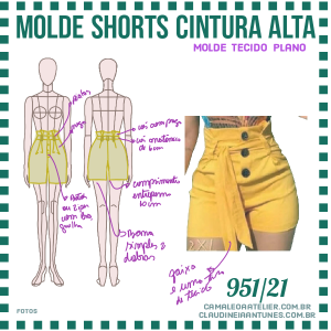 Molde Shorts Cintura Alta 951/21