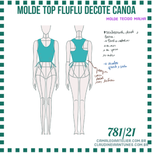 Molde Top Fluflu Decote U e Nadador Costa 781/21