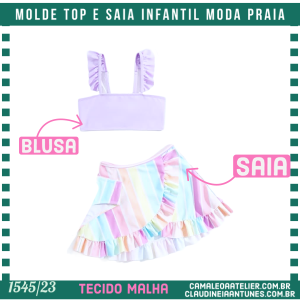Molde Top e Saia Infantil Moda Praia 1545/23