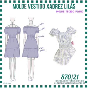 Molde Vestido Xadrez Lilas 870/21