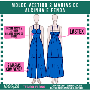 Molde Vestido 2 Marias de Alcinha e Fenda 1306/23