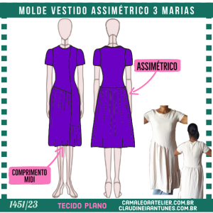 Molde Vestido Assimétrico 3 marias 1451/23