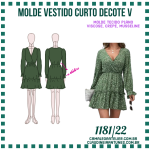 Molde Vestido Curto Decote V 1181/22