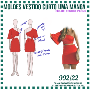 Molde Vestido Curto uma Manga 992/22