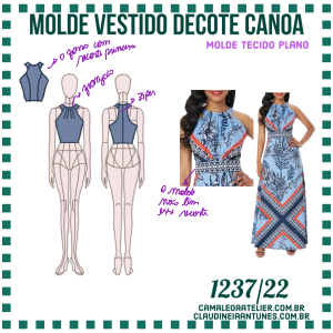 Molde Vestido Decote Canoa 1237/22
