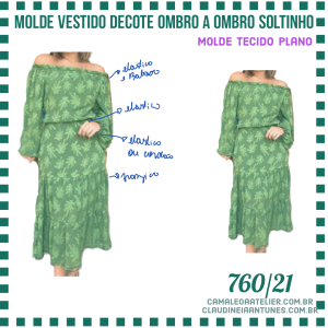 Molde Vestido Decote Ombro a Ombro Soltinho 760/21