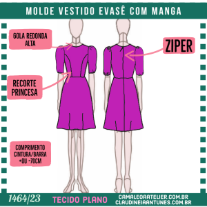 Molde Vestido Evasê Manga 1464/23