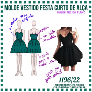 Molde Vestido Festa Curto de Alça 1196/22