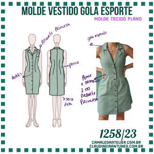 Molde Vestido Gola esporte 1258/23
