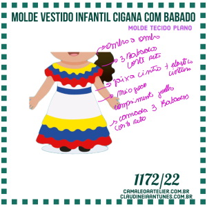 Molde Vestido Infantil Cigana com Babados 1172/22