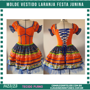 Molde Vestido Laranja Festa Junina 1423/23