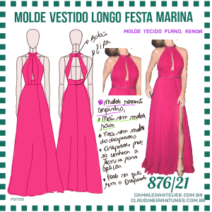 Molde Vestido Longo Festa Mariana 876/21