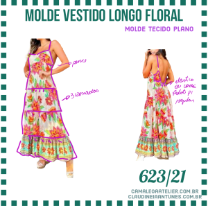 Molde Vestido Longo Floral 623/21