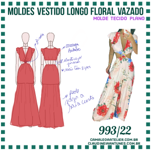 Molde Vestido Longo Floral Vazado 993/22