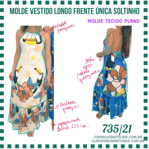 Molde Vestido Longo Frente Única Soltinho 735/21