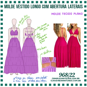 Molde Vestido Longo com Abertura Laterais 968/22