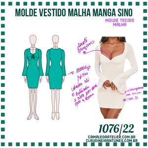 Molde Vestido Malha Manga Sino 1076/22